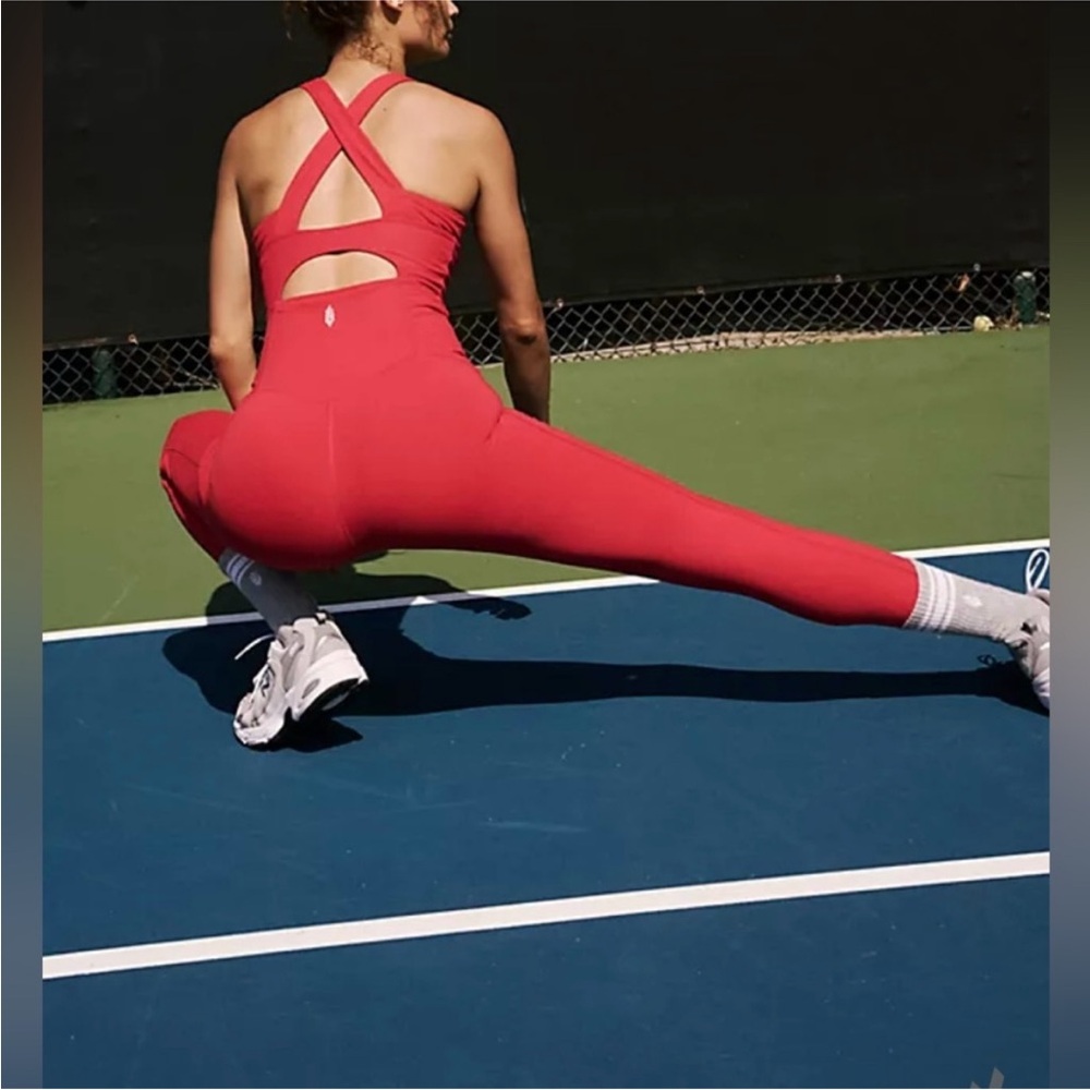 Free People Red Strappy Back Jumpsuit